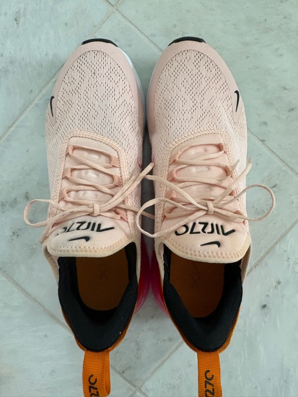 Nike Women's Pink Orange Red Air Max 270 Athletic Sneakers - Picture 10 of 13